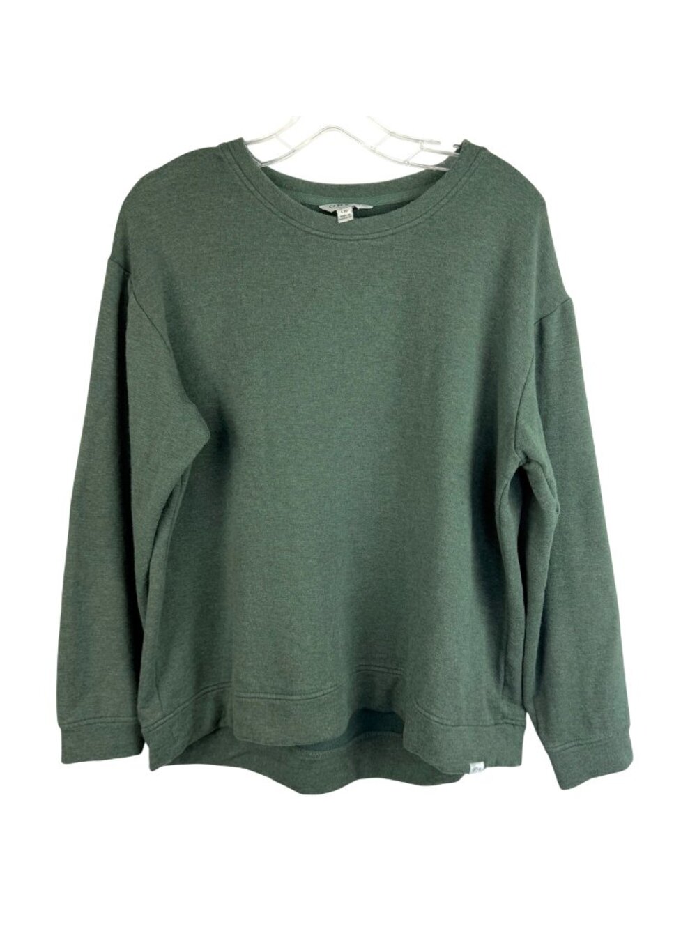 Orvis Women's Soft Cozy Crewneck Pullover Sweatshirt Green Large Drop Shoulder